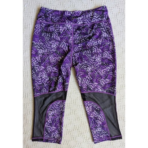 ID Ideology Abstract Printed Mesh Inset Athletic Crop Leggings Size L - Picture 2 of 5